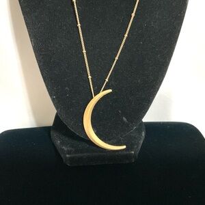 Celestial Quarter Moon Pendant Necklace